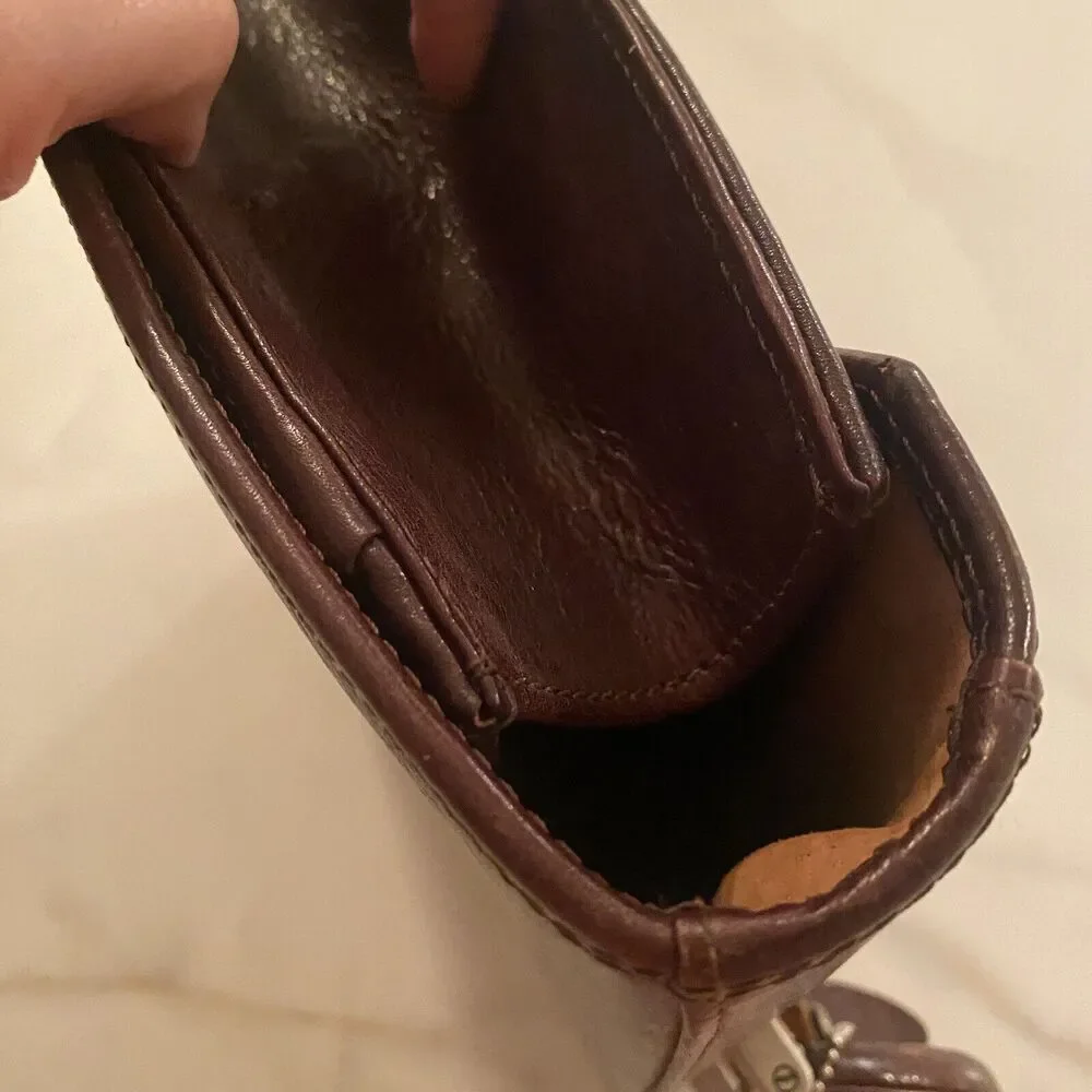 Vintage Briefcase Brown Leather Lock & Zippered Compartment 15.5